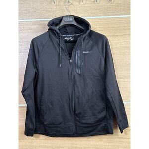 Eddie Bauer FREEDRY Jacket - Men’s Sz Large - Black Hooded Fleece Lined Full Zip